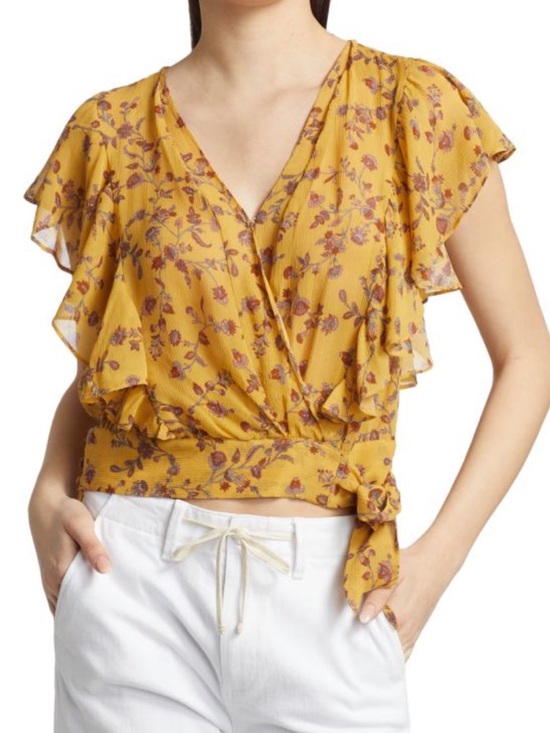 PAIGE Tops - NWOT Paige Trista Silk Blouse in Tumeric Floral size S
